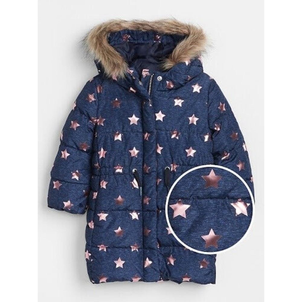 Gap Kids Girls Toddler Warmest Puffer Jacket Coat Winter Sz 18-24 Mo Stars